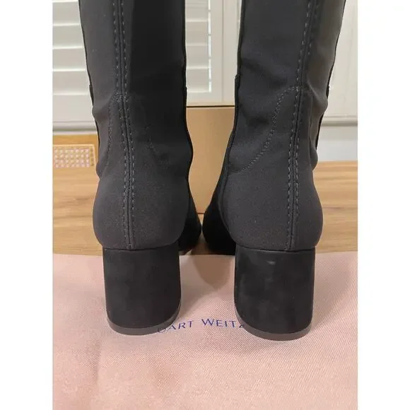 Stuart Weitzman 5050 Block Stretch Suede Over-The-Knee Black Boots Size 8 NWOB - Picture 10 of 12